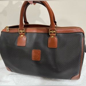 BALLY Black and Brown Leather Boston Bag/Travel Bag